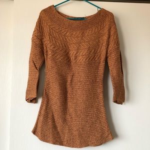 Nic + Zoe Camel Knitted Sweater 3/4 Sleeves